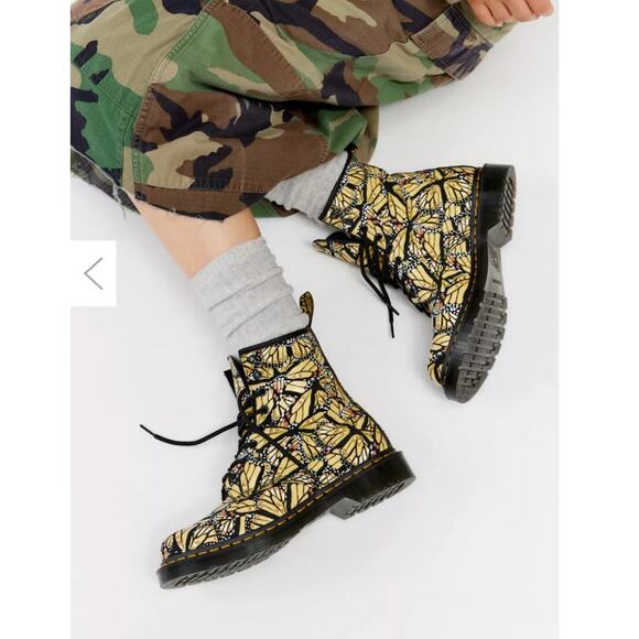Dr. Martens 1460 Butterfly Print Suede Lace-Up Boot 7 Ladies